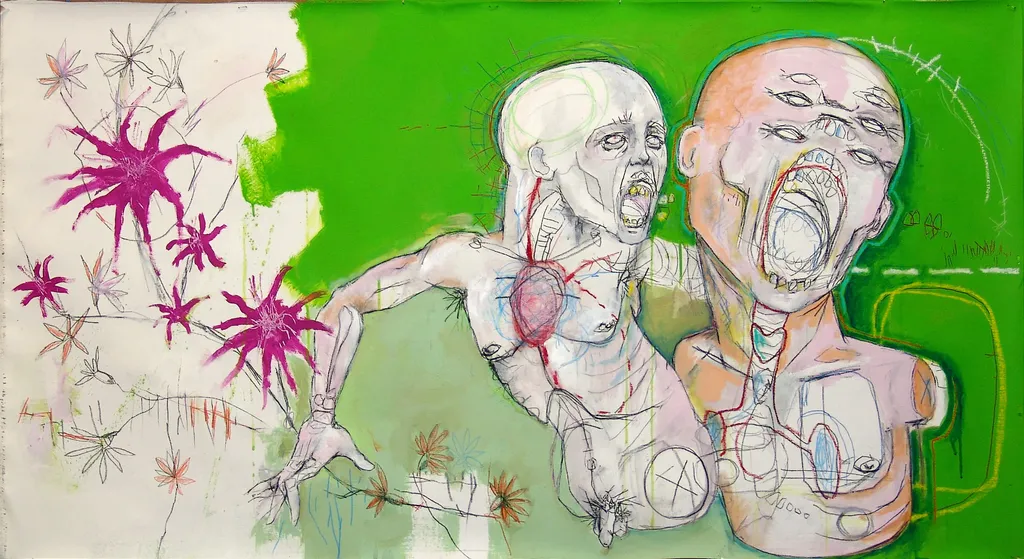 Binôme aux orchidées. 120x60 cm